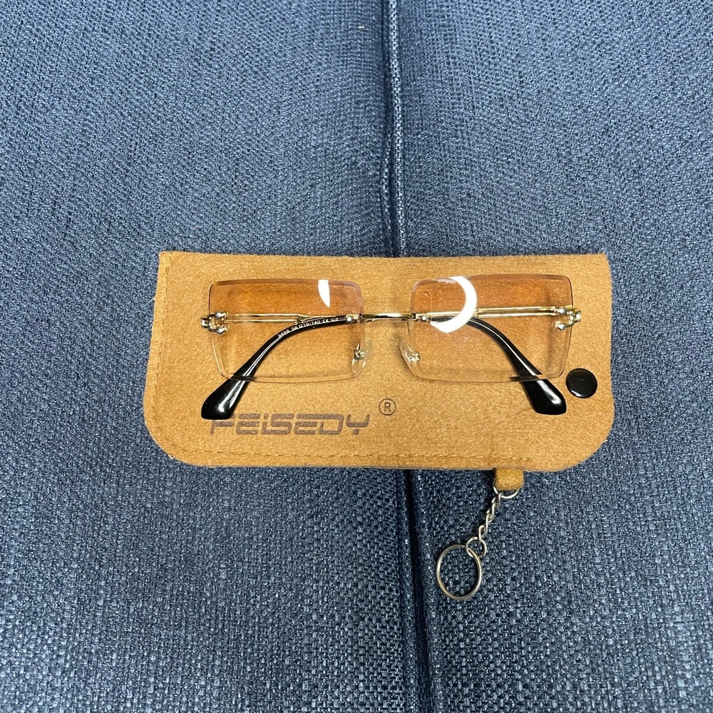 Gold Rimless Rectangular Glasses - Picture 6 of 6